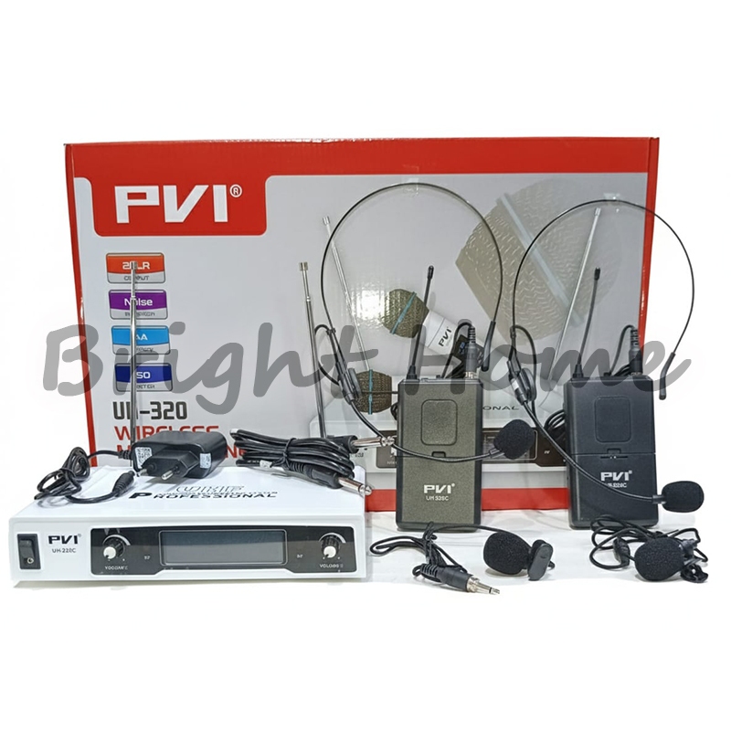 PVI UH-320C UH320C UH 320C Mic Wireless Microphone 2 Mic Headset + Clip On