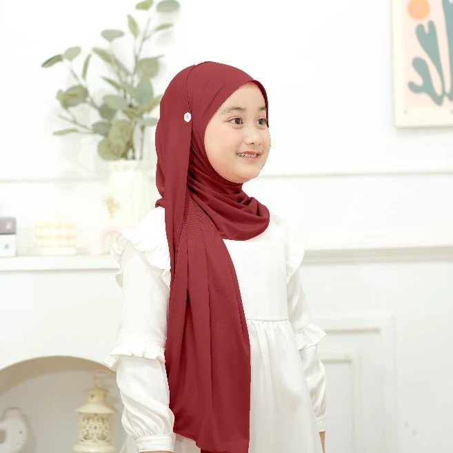 Pasmira Phasmina Instan Anak Usia 2-8 Tahun Kerudung anak Pasmina Kancing Jersey premium Pashmina In