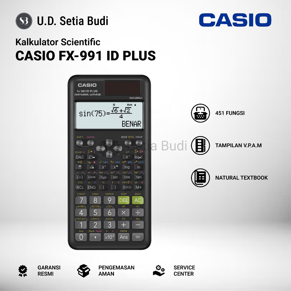 Kalkulator Scientific CASIO FX-991 ID Plus Asli dan Bergaransi