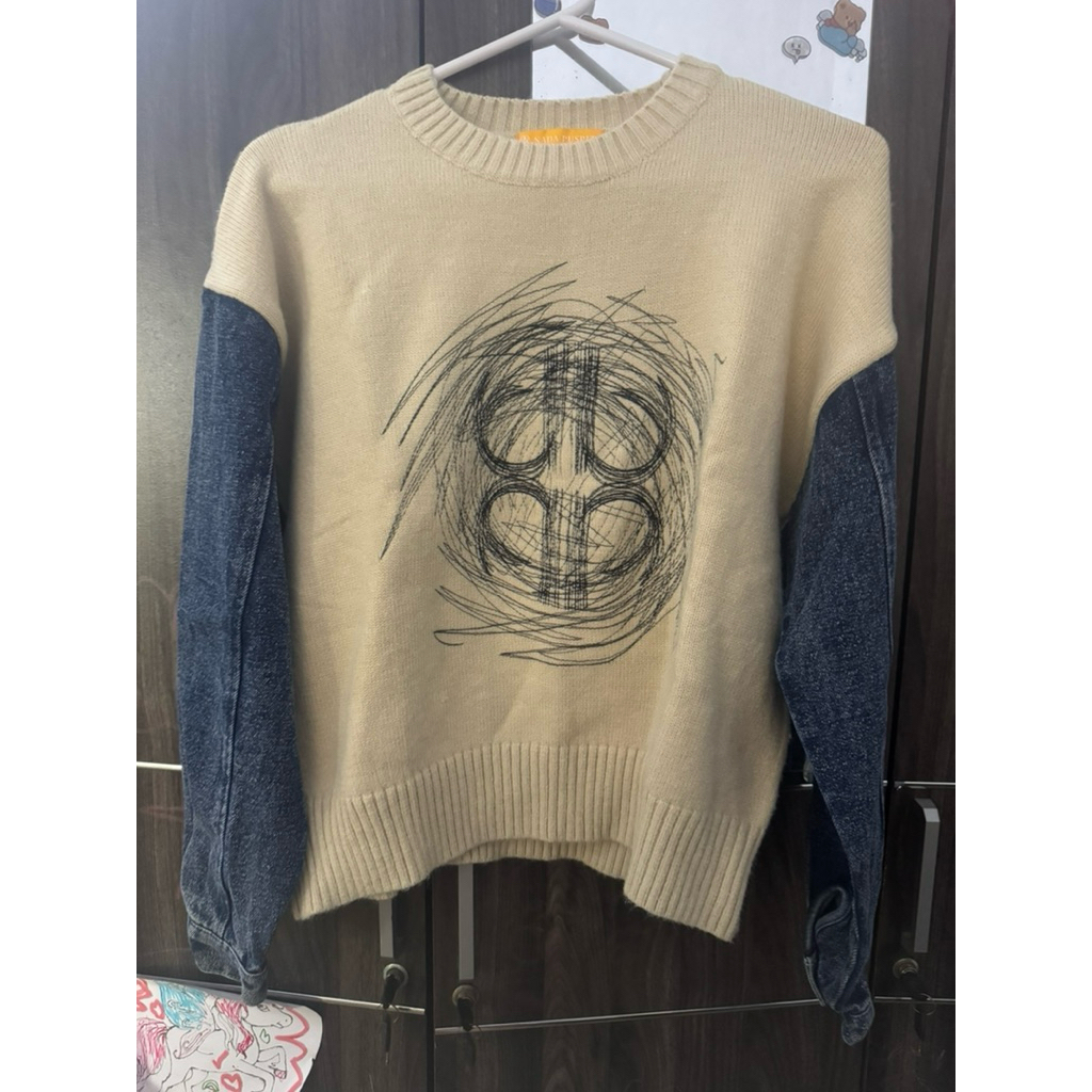 Nada Puspita Sweater Mix Jeans Cream Size L/XL PL // SPLIT PAYMENT Baca Deskripsi