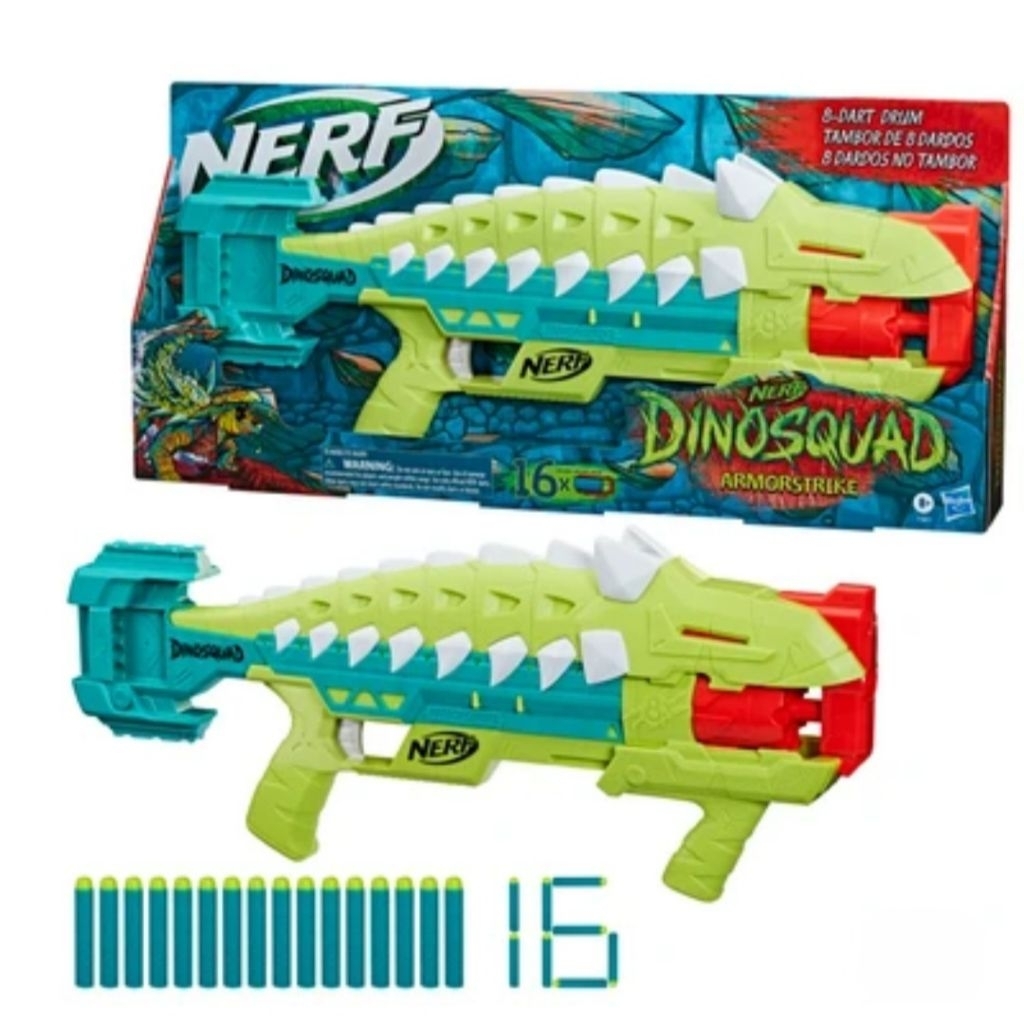 NERF DINOSQUAD ARMORSTRIKE 8-DART DRUM MAINAN ANAK PELURU GABUS ORIGINAL NERF HASBRO