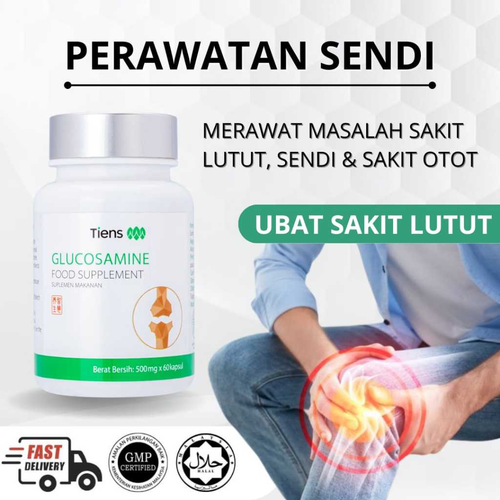 Glucosamine Tiens Vitamin Tulang Lutut Dan Sendi Dewasa & Lansia Glucosamin Original 60 Kapsul