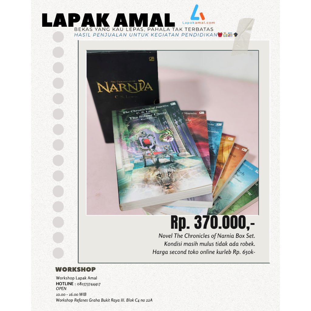 Preloved Novel The Chronicles of Narnia Box Set – C.S. Lewis (7 Buku Lengkap)