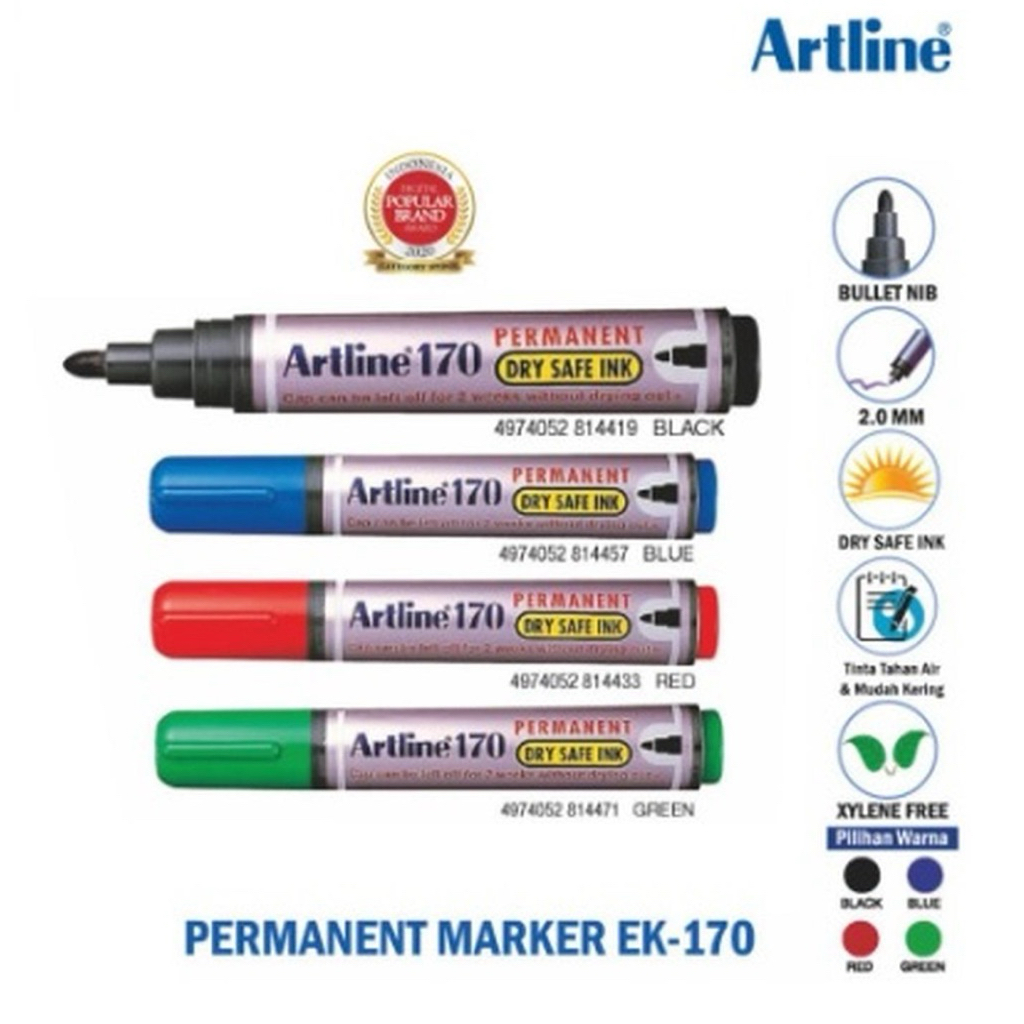 Spidol Permanen Artline Dry Safe EK-170 - HITAM