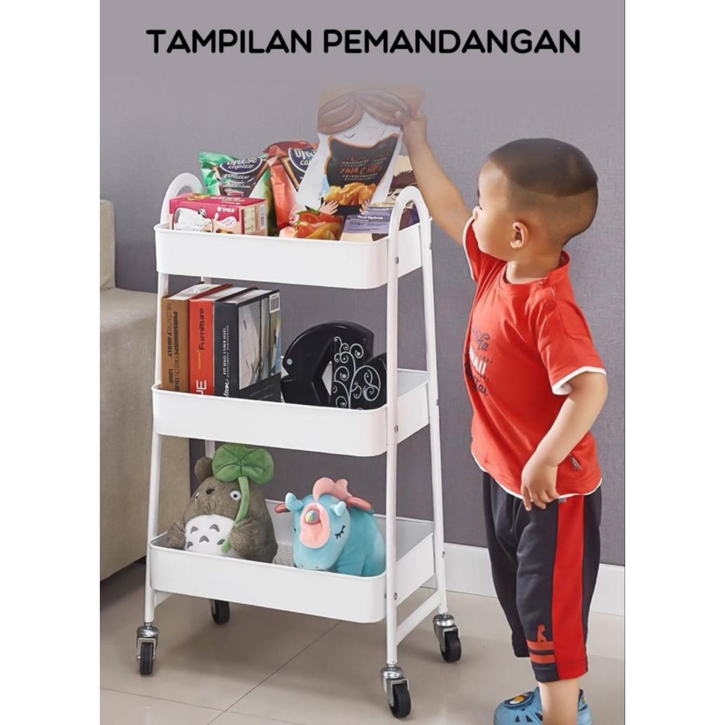 BONBOX RAK TROLI BESI 3 TINGKAT // RAK RODA // RAK SERBAGUNA // RAK DAPUR //RAK MEDAN