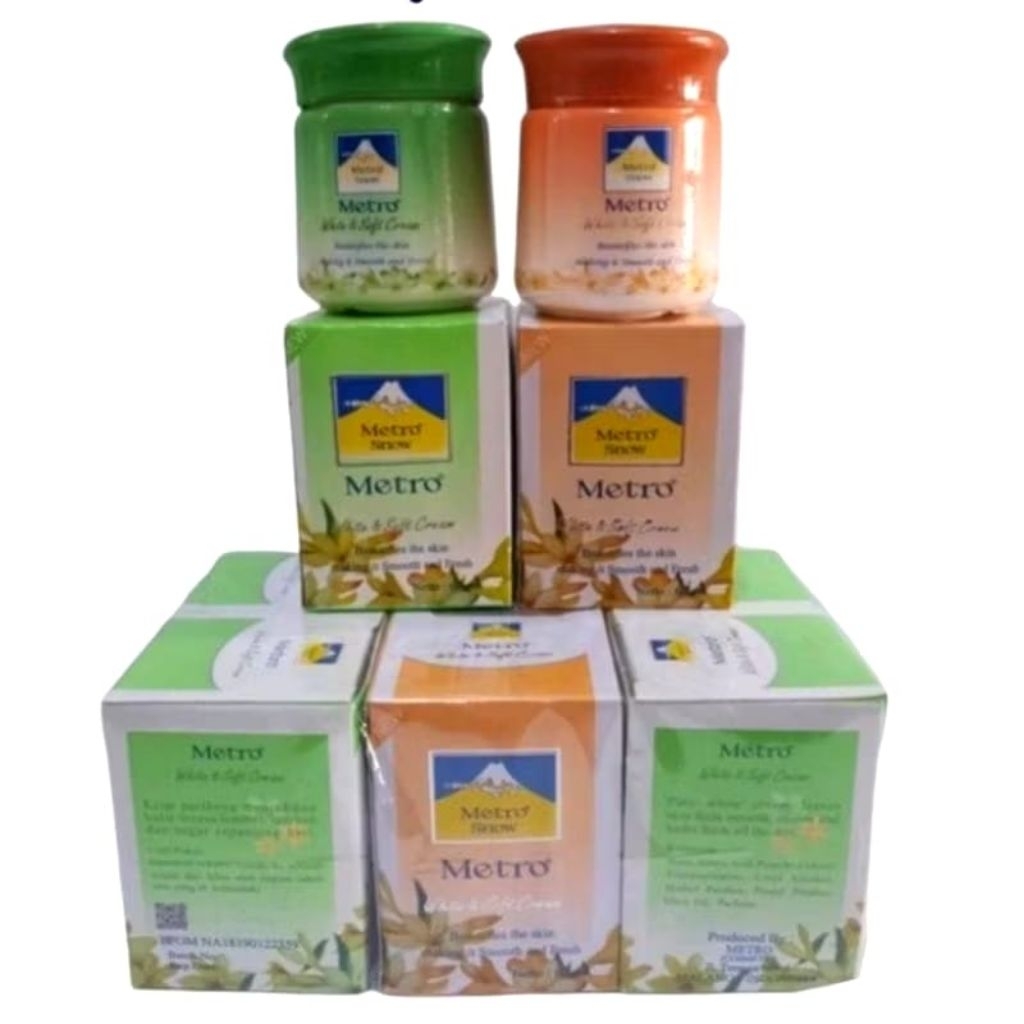 Metro Snow White & Soft Cream - Perawatan Wajah Mencerahkan - Cleanser, Pelembab, Pencerah, Facial