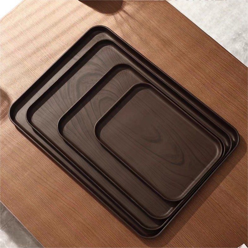 Nampan Makanan Aesthetic Nampan Saji Makanan Motif Kayu Serbaguna Nampan Plastik Aesthetic Tray