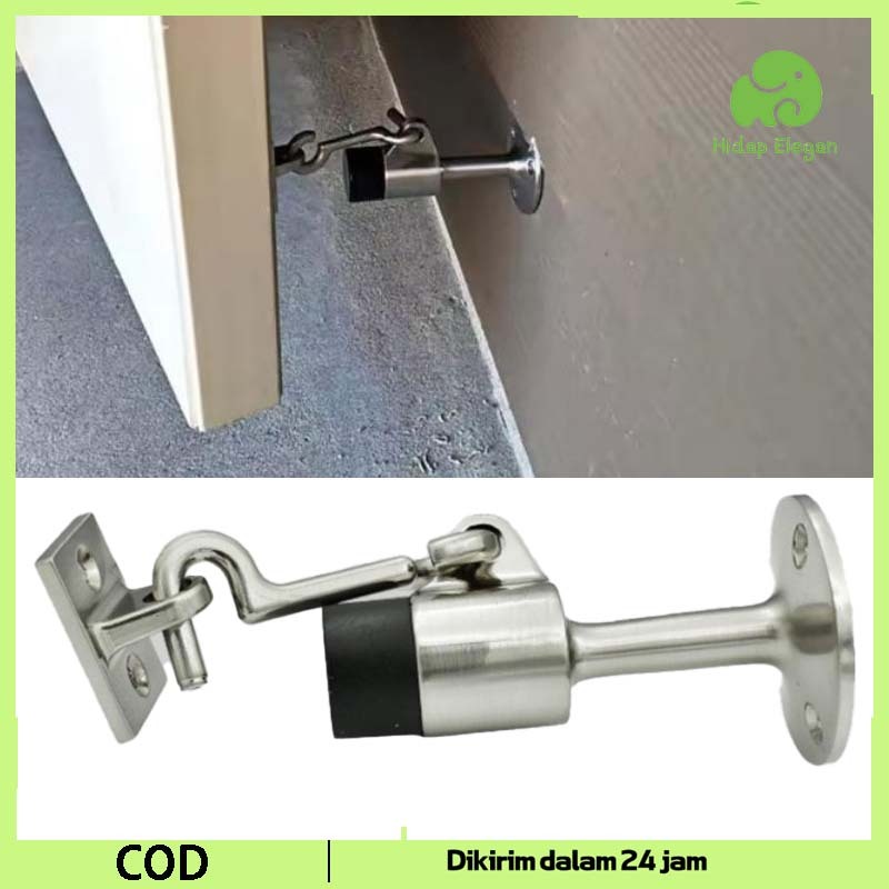 Penahan Pintu Besi Heavy Duty Stopper Pintu Logam Karet Pelindung Pintu Rumah Dengan Kait Tahan Lama