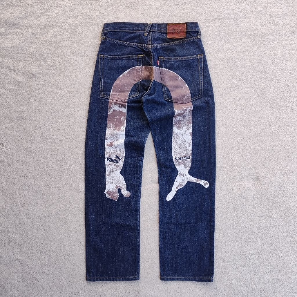 Evisu X Puma Daicock Print Blue Indigo Jeans