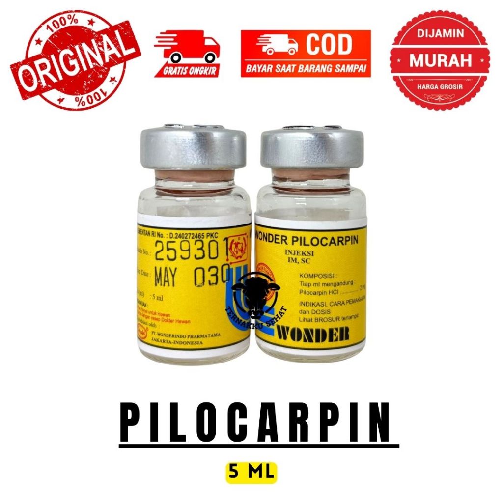 PILOCARPIN 5 ML WONDER - Obat Kembung & Kolik Sapi Kuda Kambing Domba Anjing Kucing