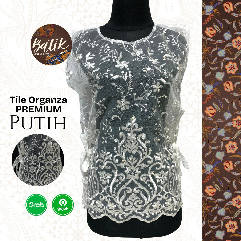 Vest Brukat Tile ORGANZA PREMIUM - Putih / Outer Kondangan / Atasan Wanita / Rompi Wanita