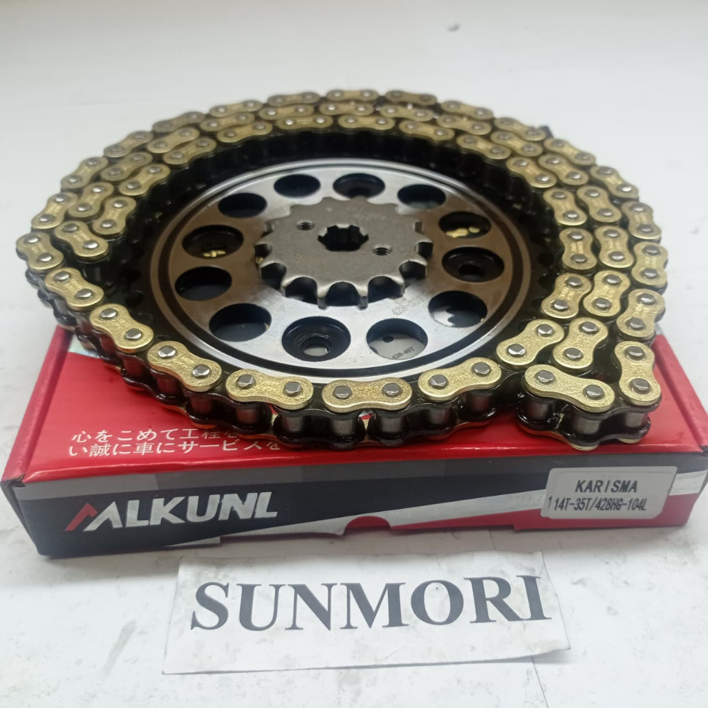 GEARSET GEAR PAKET SET GIRSET HONDA KARISMA SUPRA X 125 14T 35T MLKUNL RANTAI GOLD RACING MODEL SSSG