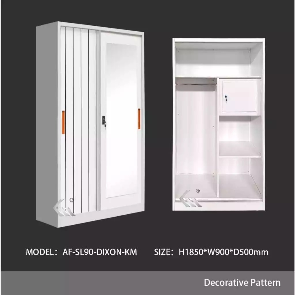 LEMARI PAKAIAN BESI GANTUNG 2 PINTU SLIDING KACA + FULL KUNCI