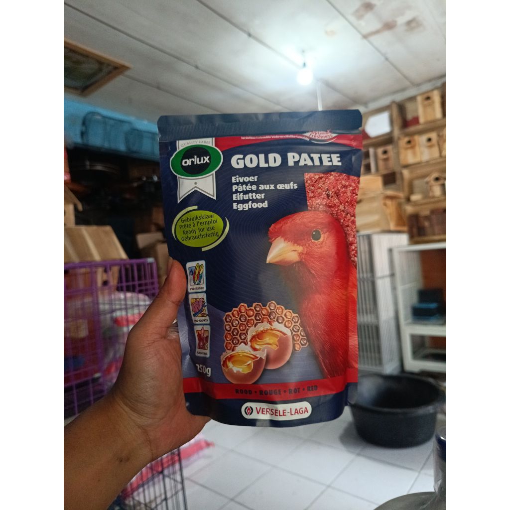 GOLD PATTE RED NEW CEDE EGG FOOD RED MAKANAN BURUNG KENARI MERAH 250gr PAKAN TAMBAHAN KENARI MERLOK