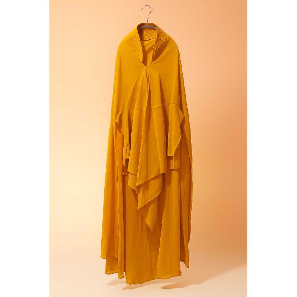 Hijab Instant Khimar Syari Polos Kuning Kunyit