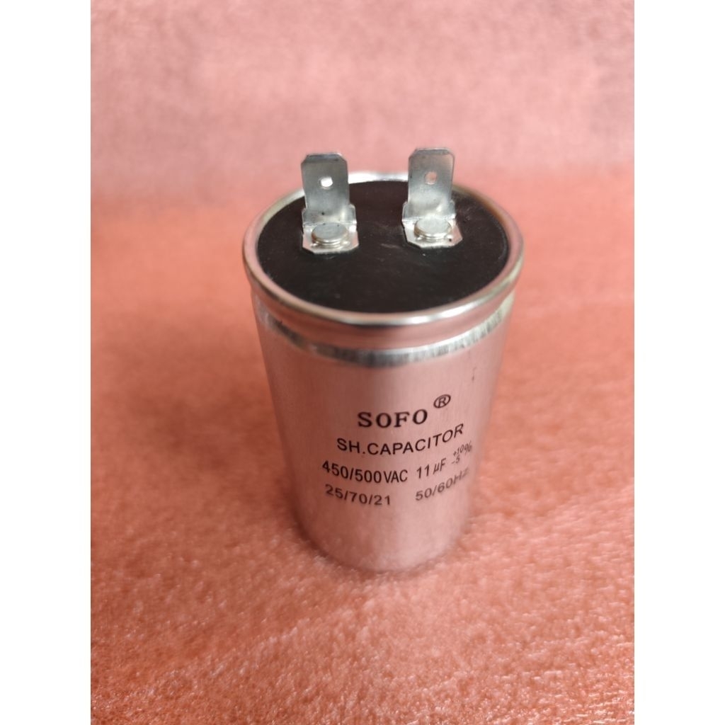 Kapasitor Mesin Cuci 1 Tabung 11uf SOFO Original Capacitor 11 uf 2 soket Original
