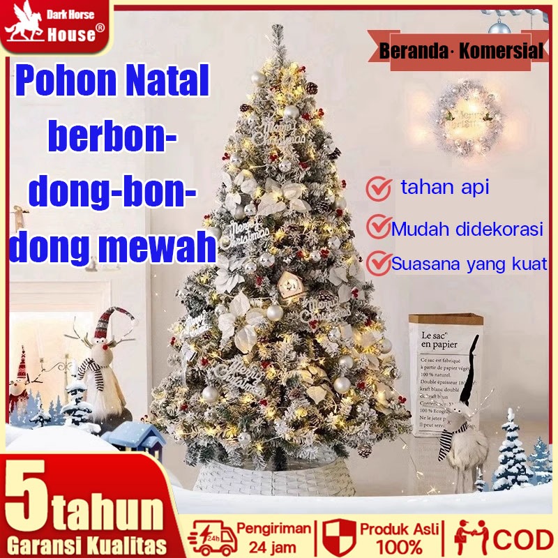Yang paling mewah dan termurah]Christmas Tree Pohon Natal Putih PVC 150-210cm Pohon Natal Pohon Nata