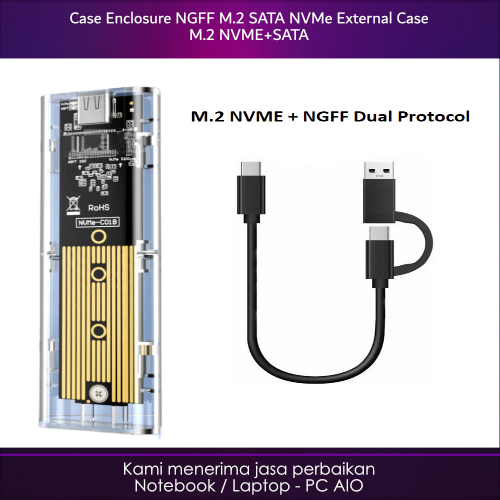 Case Enclosure NGFF M.2 SATA NVMe External Case - M.2 NVME+SATA