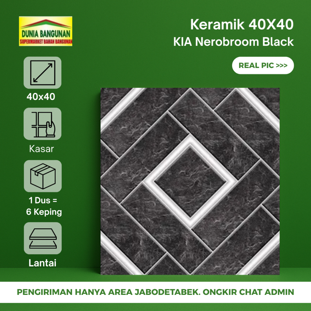 Keramik Lantai 40x40 KIA Nerobroom Black Keramik Lantai Kasar