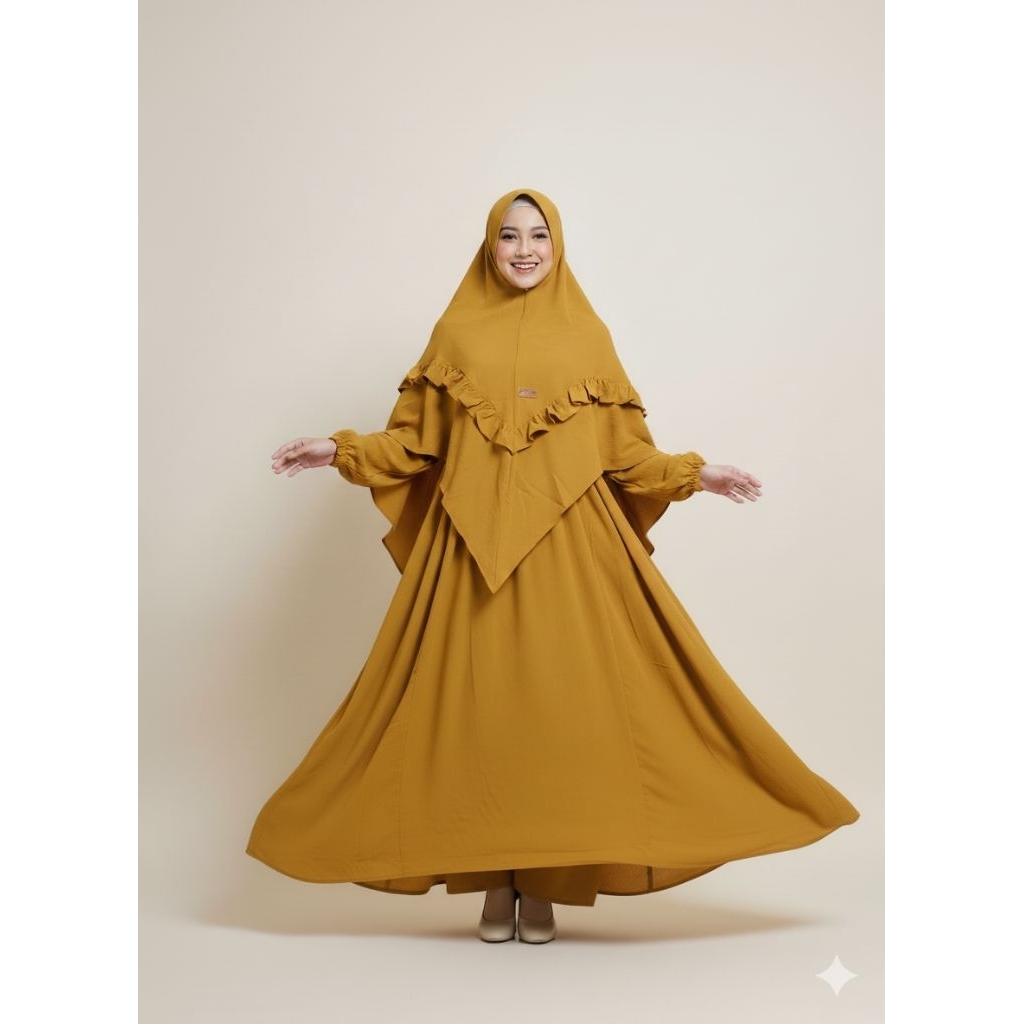 Gamis crincle set hijab/ gamis kondangan