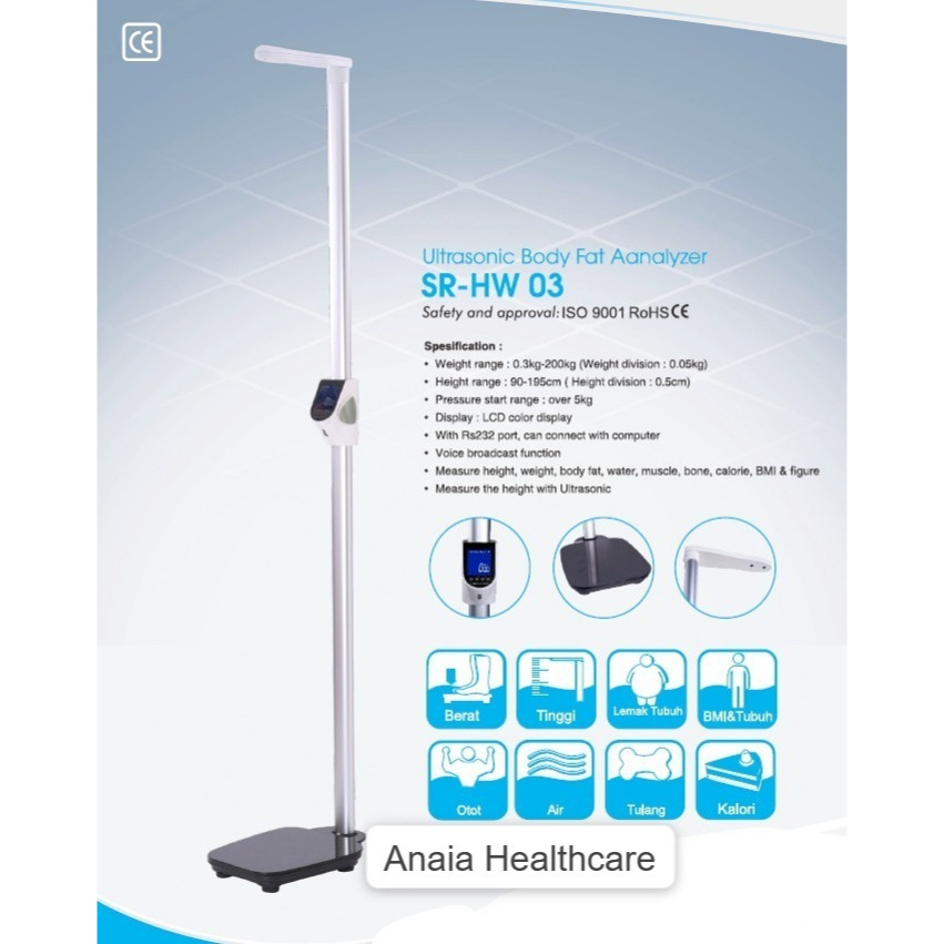 Serenity HW-03 Timbangan Plus Pengukur Tinggi Badan Digital  Body Fat Analyzer