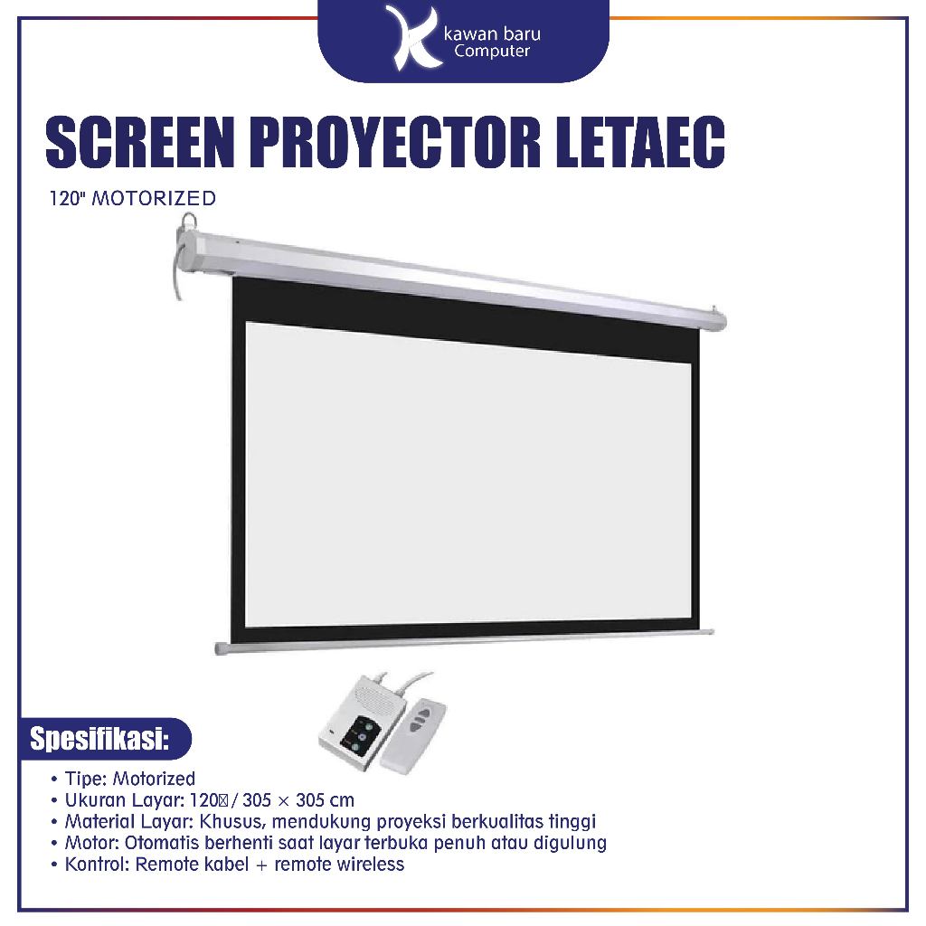 SCREEN PROYECTOR LETAEC 120" MOTORIZED BANDUNG
