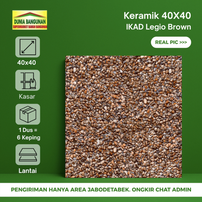 Keramik Lantai IKAD 40x40 Legio Brown Keramik Kasar Garasi Kamar Mandi