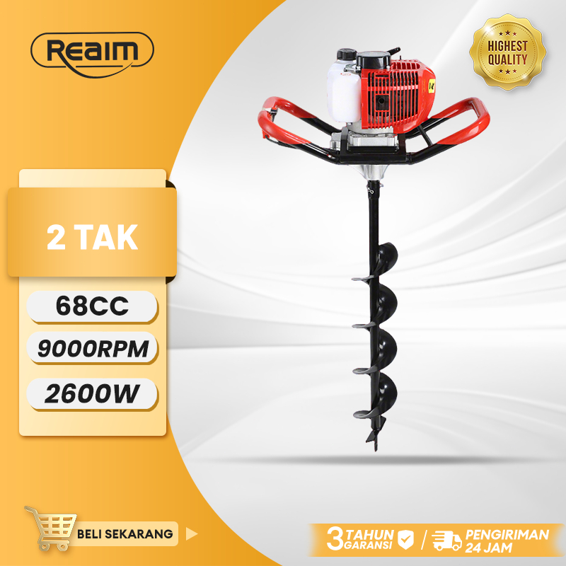 REAIM Mesin Bor Tanah Mesin Drill Bor Kayu Tanah Pohon Mesin Bor Tanah 80Cm Earth Auger Drill