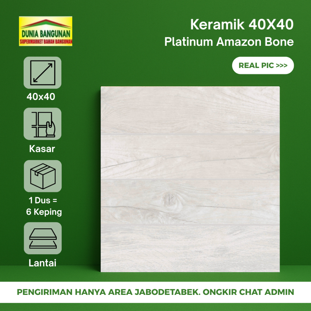 Keramik 40x40 Kasar KIA Amazon Bone Keramik Lantai Motif Urat Kayu Kasar