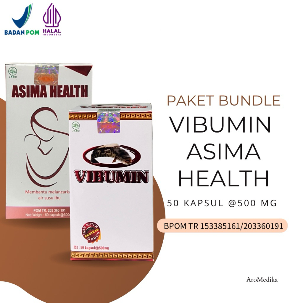 Paket Bundle Pasca Melahirkan - Vibumin Kapsul Ikan Gabus & Asima Health - Isi 50 Kapsul