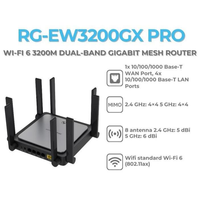 Router Ruijie RG EW3200GX Pro 3200Mbps WiFi 6 Dual Band Giga Bit Mesh Router