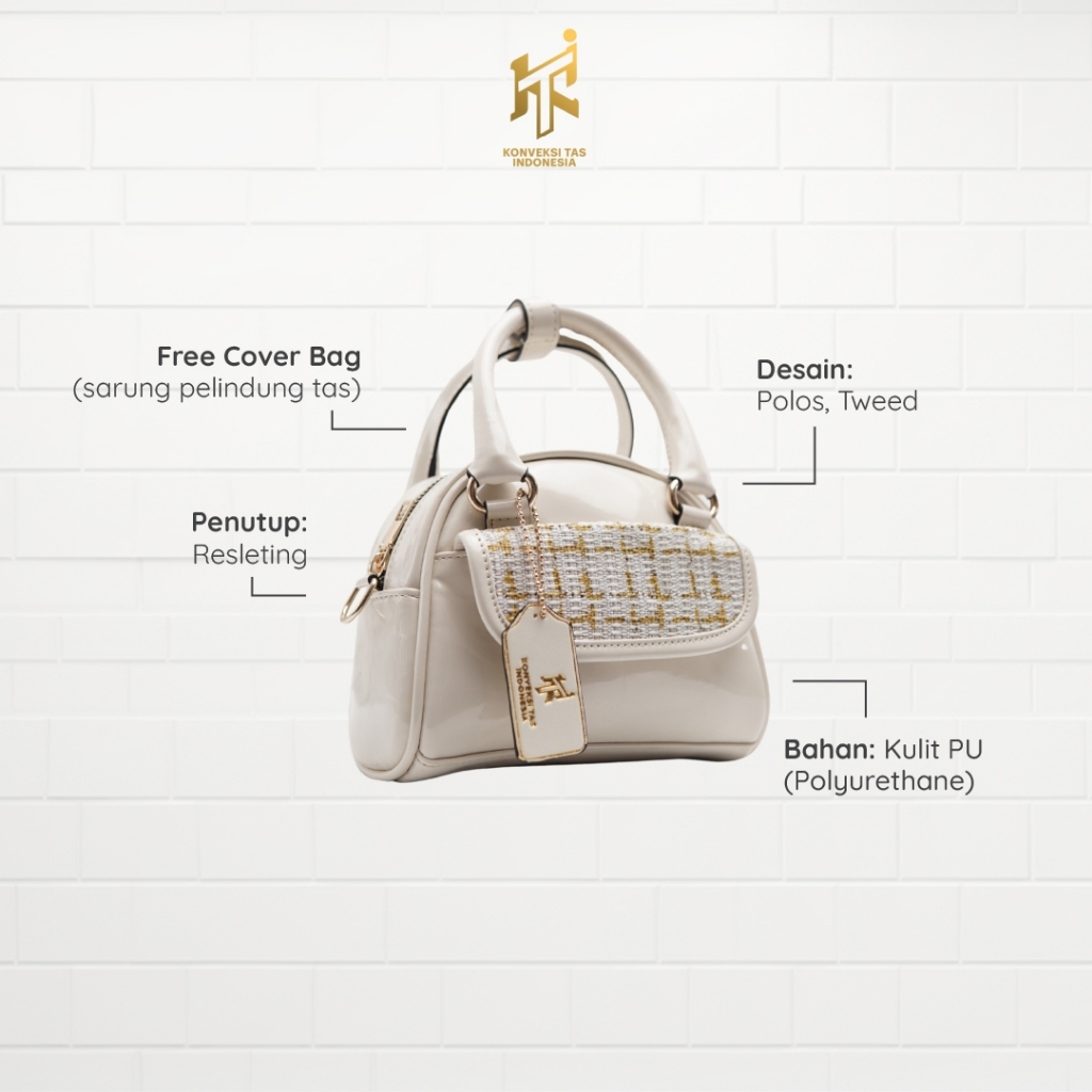 Tas Selempang Wanita Verona Tweed Tas Wanita Mini Shoulder Bag Motif Tweed Korea Style