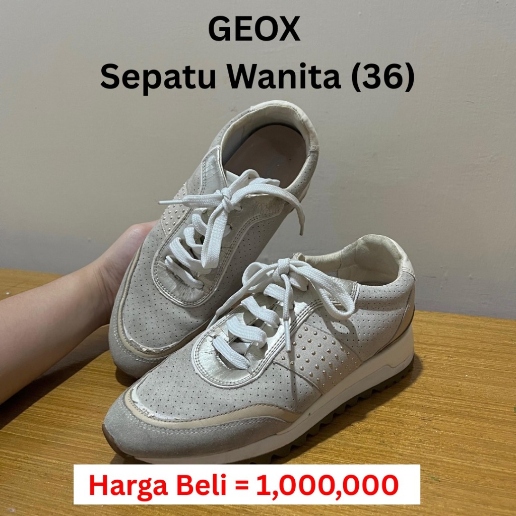 2ND HAND SEPATU WANITA GEOX ABU ABU EMAS