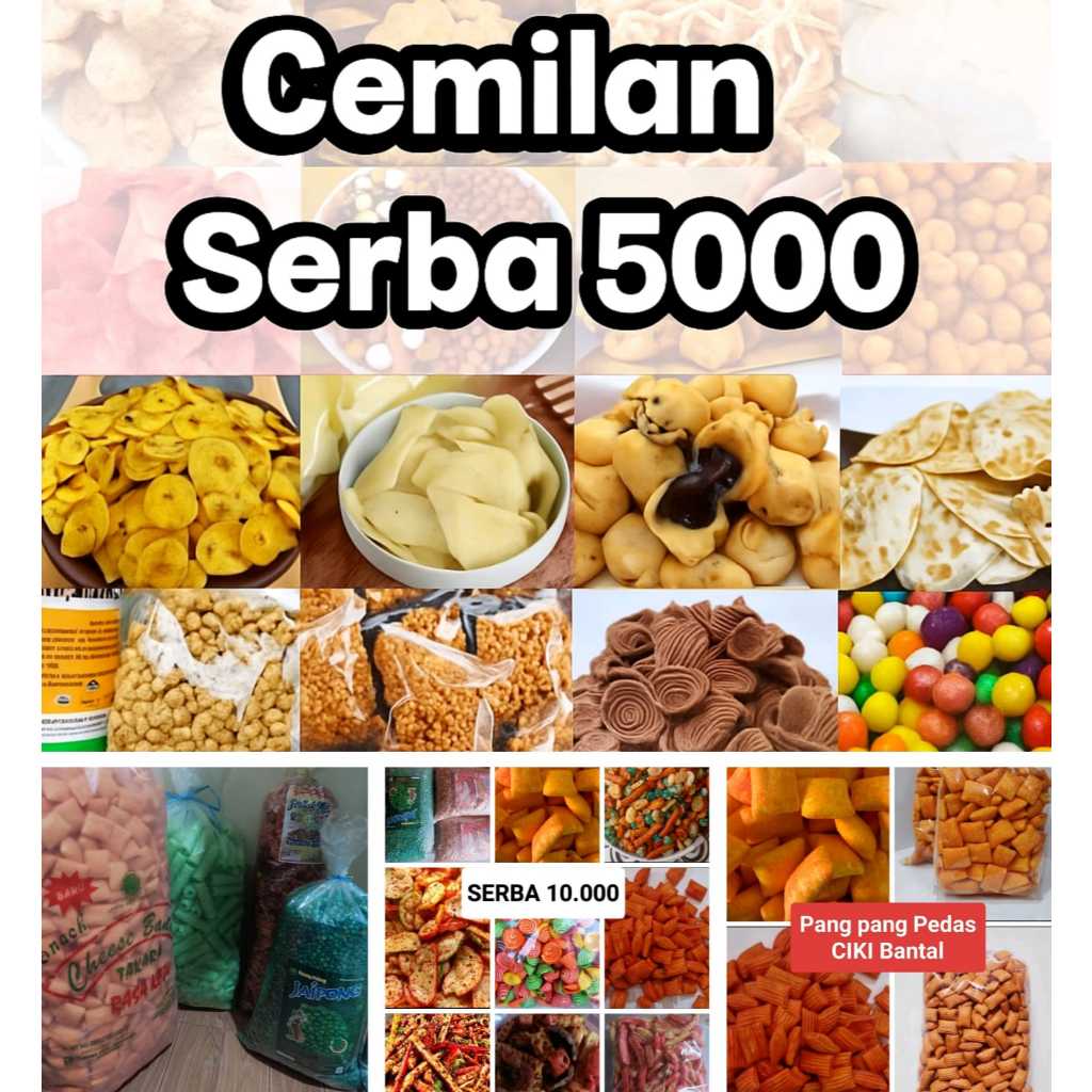 Aneka Snack Serba 5000 Cemilan Murah Manis pedas Asin Dan Aneka Kacang