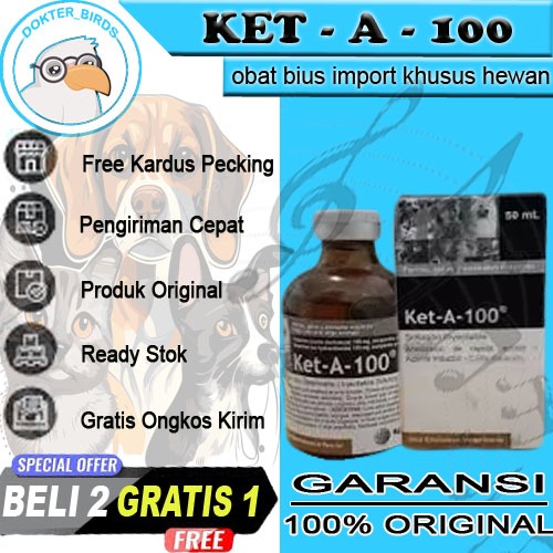 Ket-A-100 Original Import Obat Bius Untuk Hewan Ampuh Aman Tanpa Efek Samping