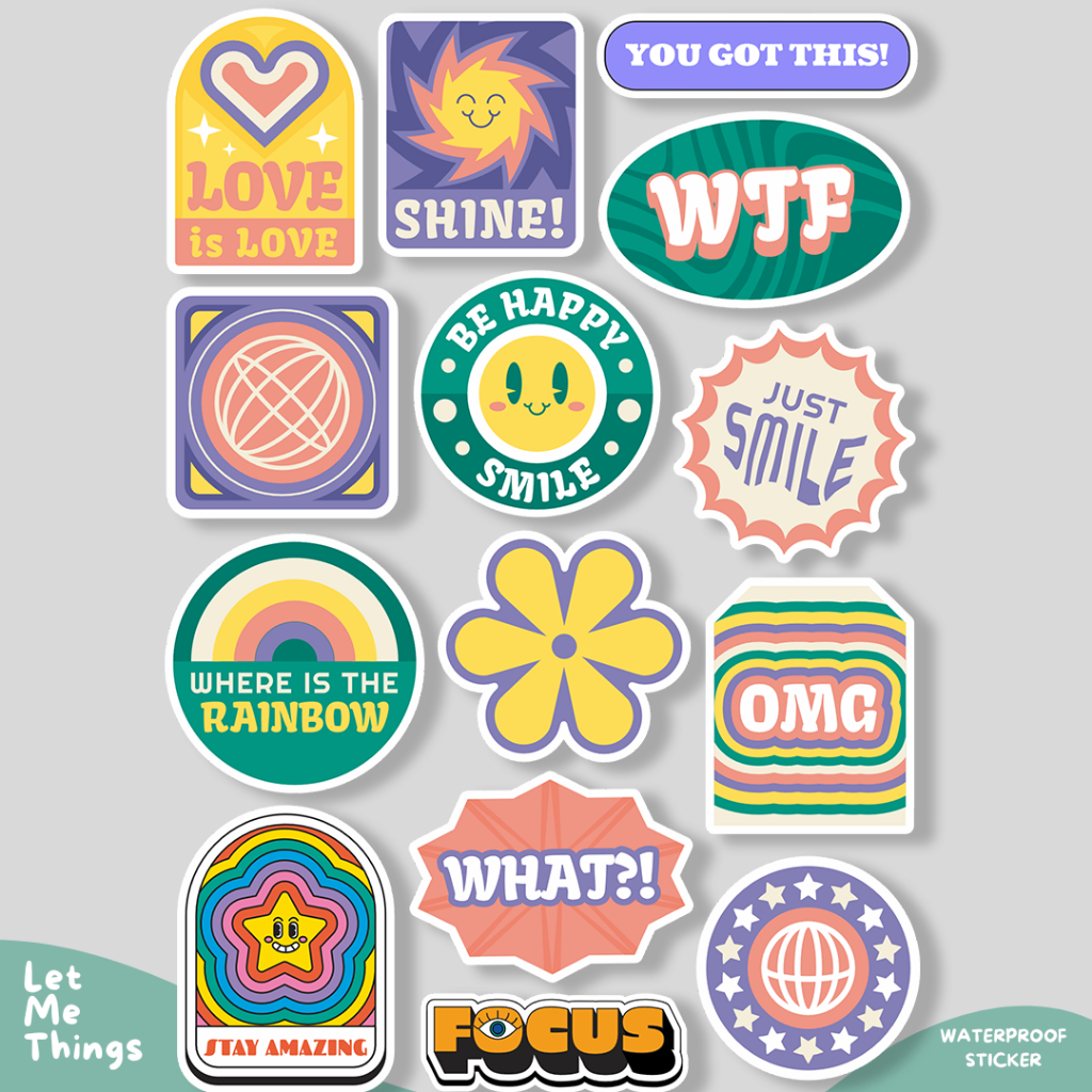 Sticker Aesthetic lucu anti air || Stiker helm case hp laptop tumblr cermin