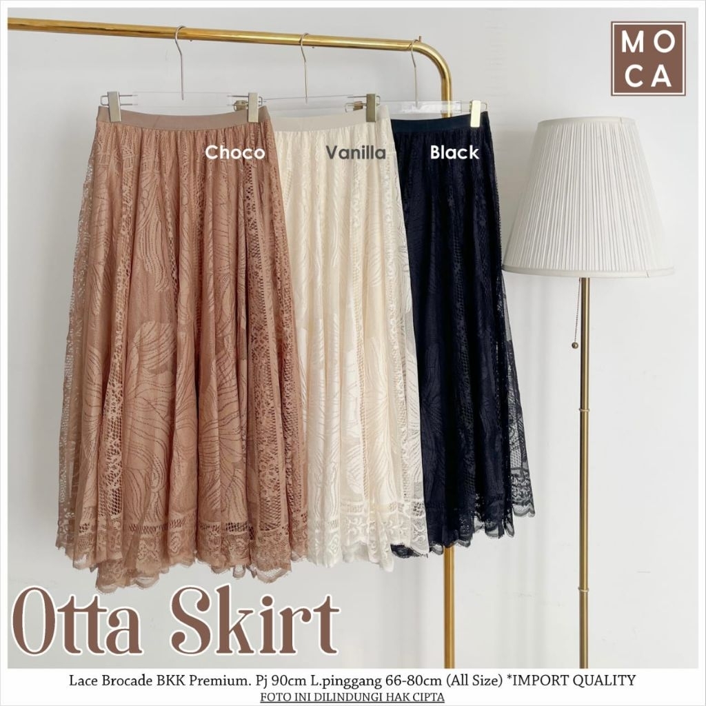 ((ORI BERLABEL)) OTTA SKIRT LACE BROCADE IMP// Bawahan Bordir Motif Cantik // Rok Wanita Modis By MO