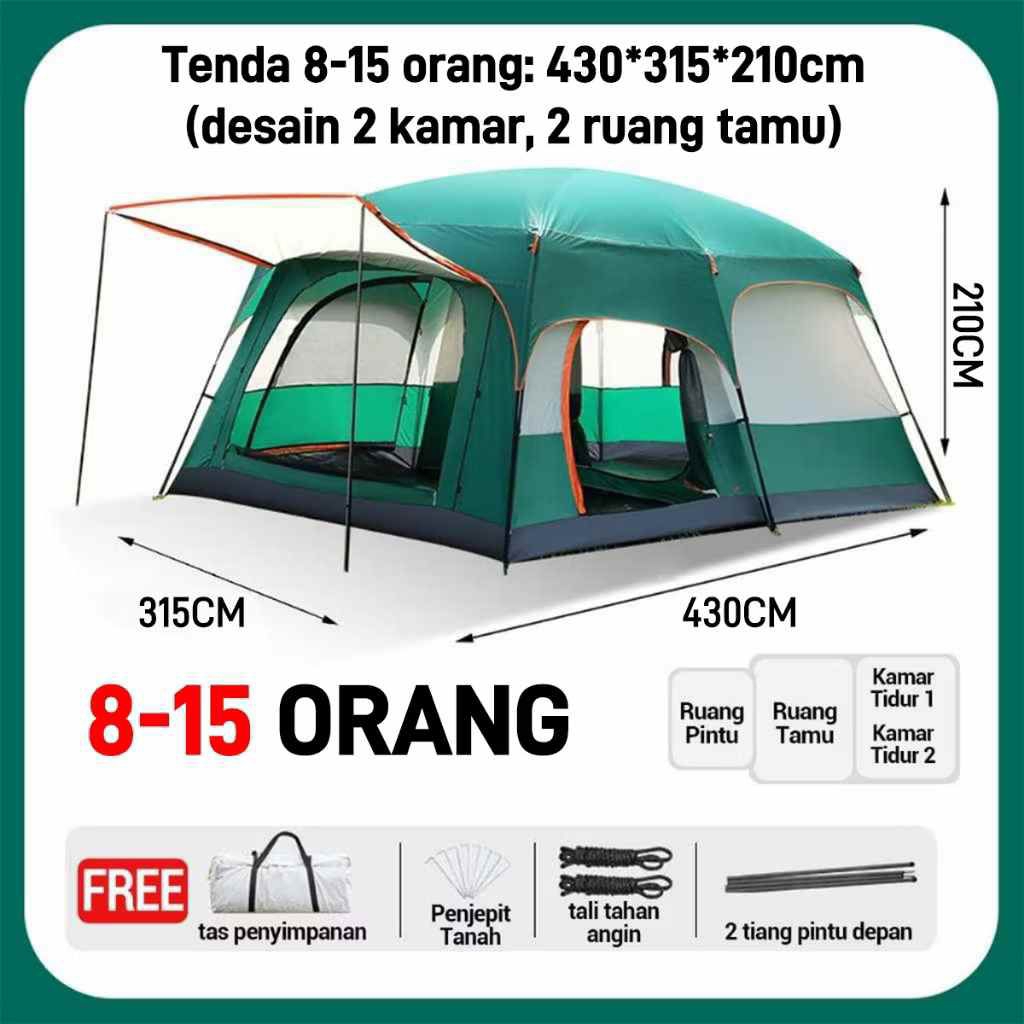 Tenda Camping keluarga kapasitas 6 -10 orang - Tenda besar jumbo - Tenda Family