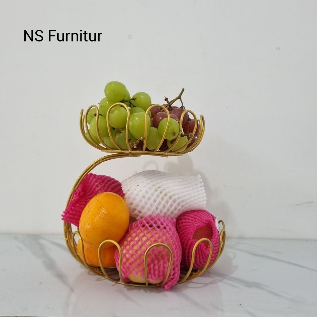 Keranjang Buah / Rak Buah Flower / Rak Keranjang Estetik 2 susun