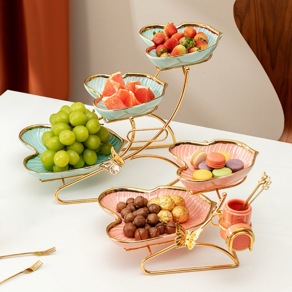 DNICE tempat buah cemilan keramik / keranjang buah keramik tingkat ceramic