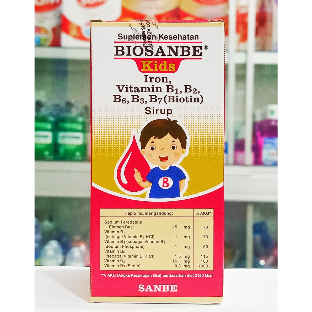BIOSANBE KIDS SIRUP 120ML - SUPLEMEN VITAMIN B DAN ZAT BESI UNTUK ANAK-ANAK