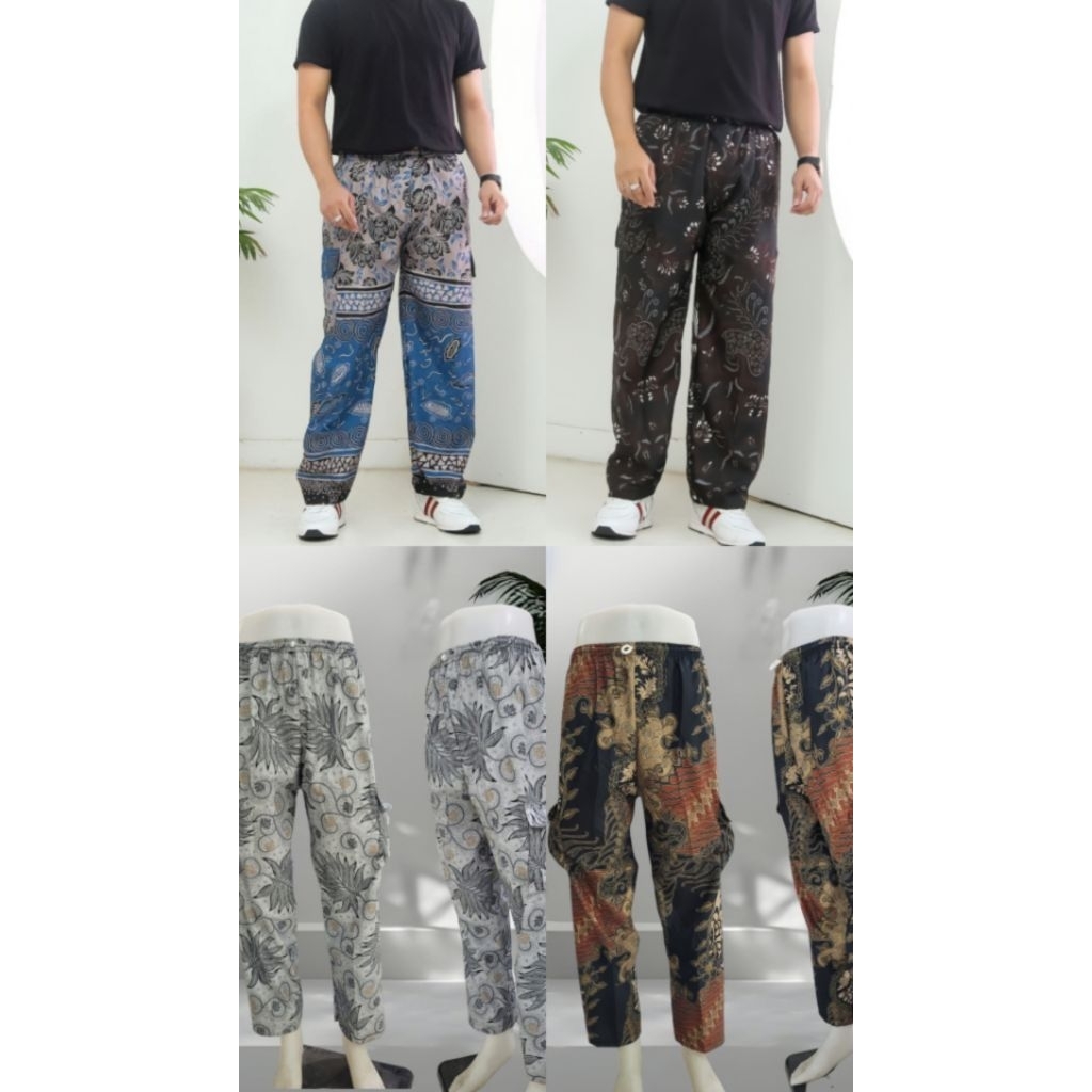 Celana Boim kulot cargo pants  Batik Panjang Pria Wanita – Floral & Kombinasi | Bahan Katun  Adem