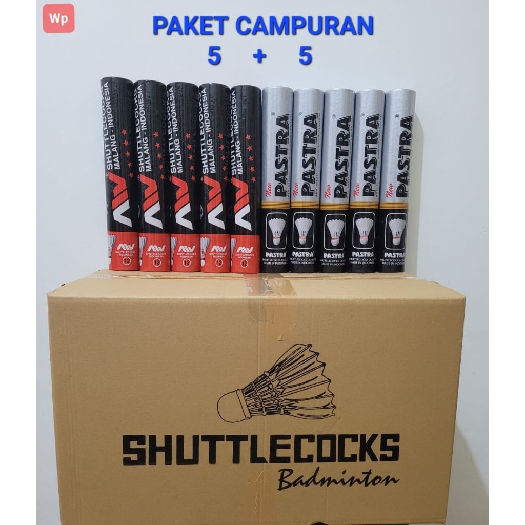 5 slop AW Hitam + 5 slop Pastra Silver hitam Shuttlecock original Kok badminton