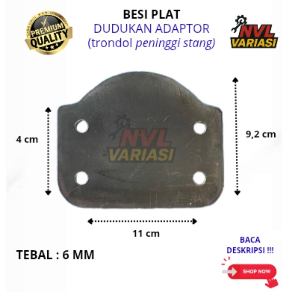 Besi Plat Dudukan Adaptor Trondol Peninggi Stang Motor Tebal 6mm Lobang 8mm - Kuat & Persisi