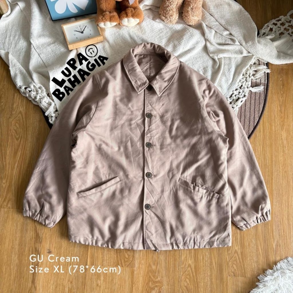 GU by UNIQLO Cream Cotton Coach Jaket size XL | 100% Original