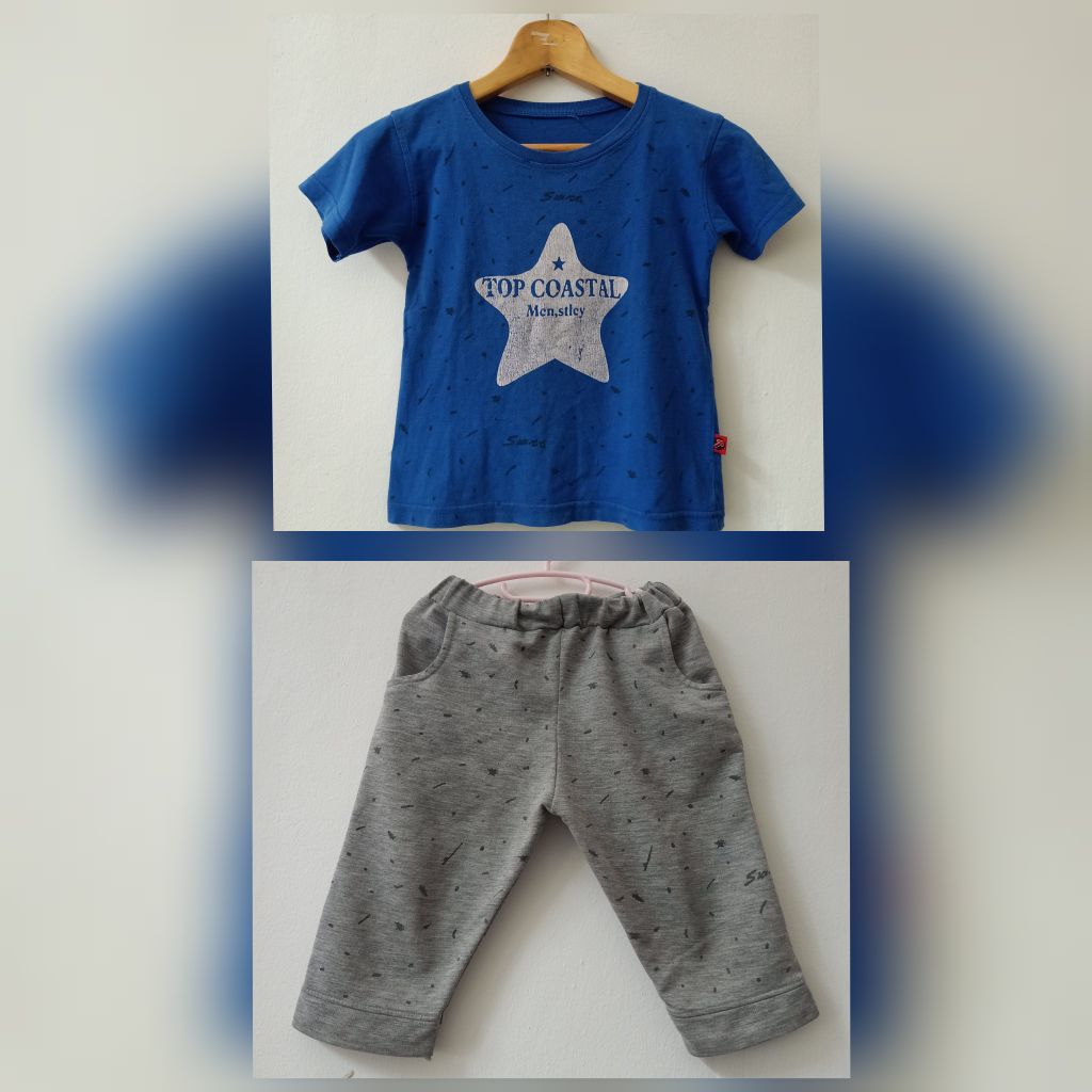 Baju Setelan Kaos Anak Laki Terbaru Merk Domino Kids Bahan katun Murah Lengan Pendek Preloved Second