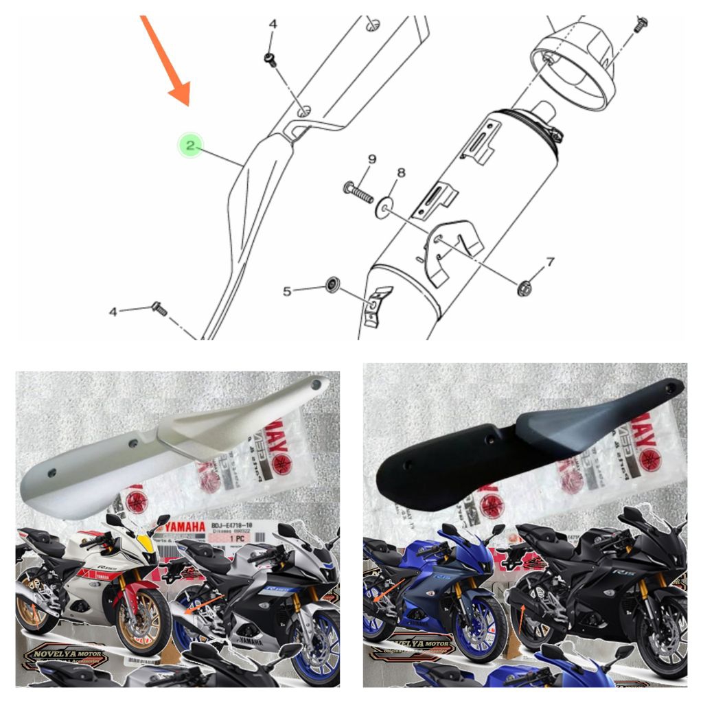 PROTECTOR COVER PELINDUNG KNALPOT SAMPING R15 R15 V4 2022-2025 ORI YAMAHA BDJ-E4718-00/10