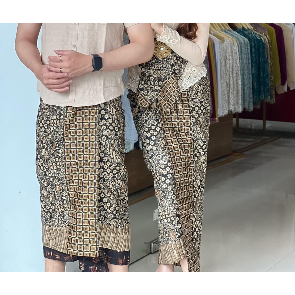 Set couple batik indigo  (Kamen +slendang+saput)