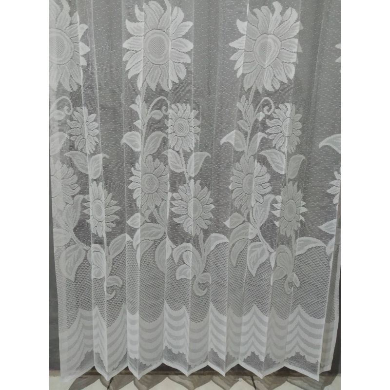 Vitrase Gorden Putih Motif Matahari dan Tulipe Plisket || Vitrase Gorden Putih Motif Matahari