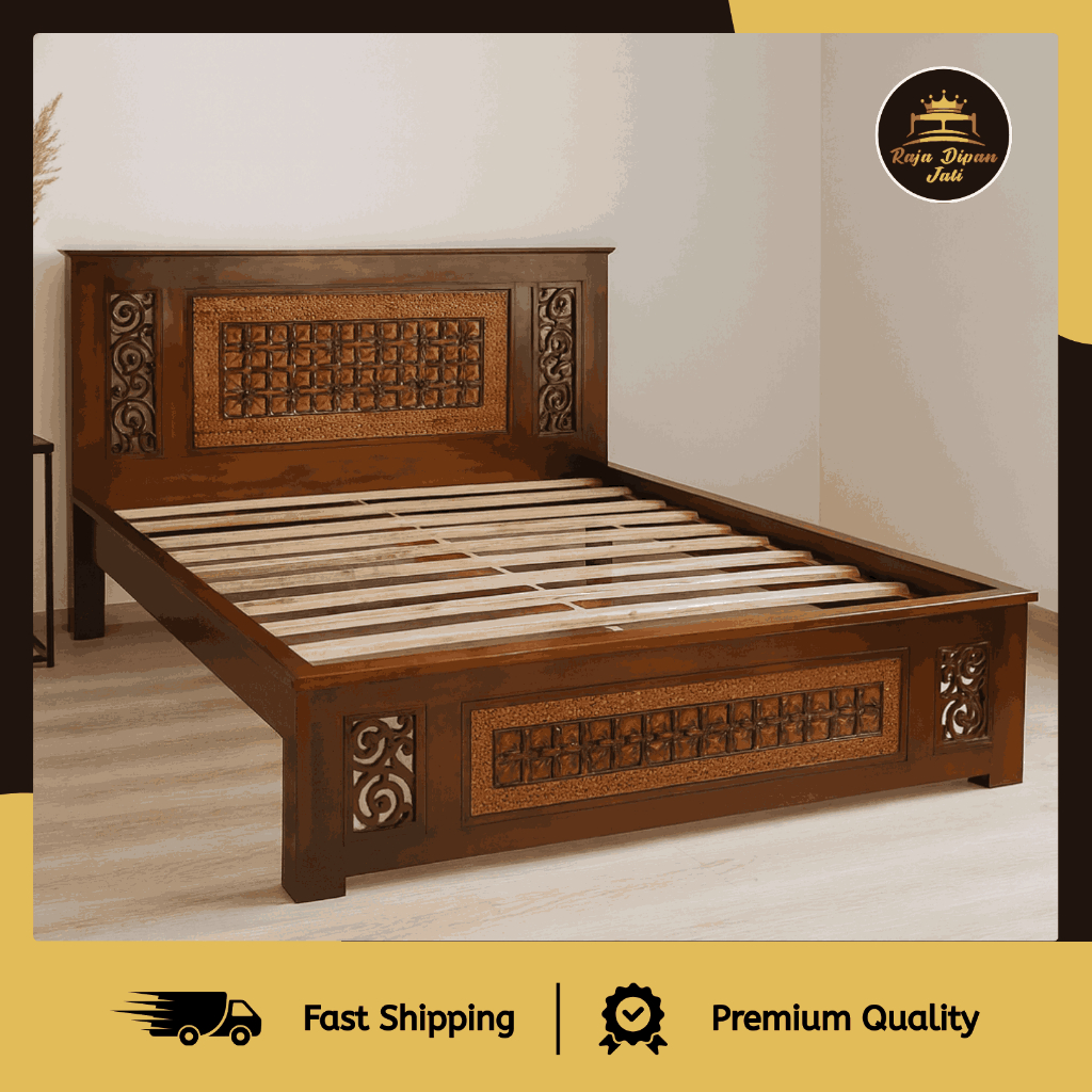 Dipan Jati Ukir Jepara Asli Divan Kasur Rangka Tempat Tidur Minimalis Ukiran Kayu Jati Mewah